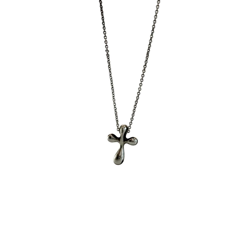 Tiffany and Co Elsa Peretti Cross Pendant Necklace in Sterling Silver (16") - Picture 11 of 16